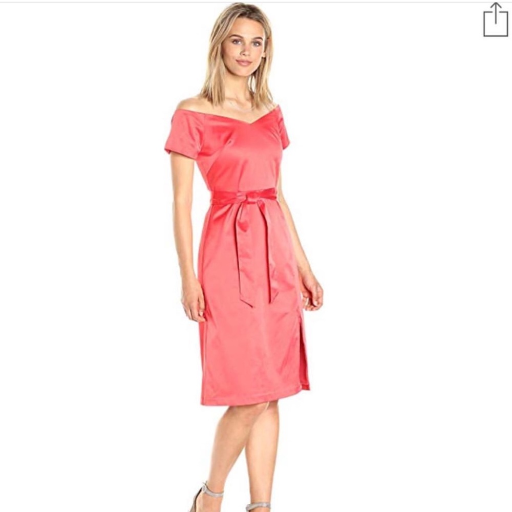 PARIS SUNDAY: WOMENS OFF SHOULDER SATEEN DRESS